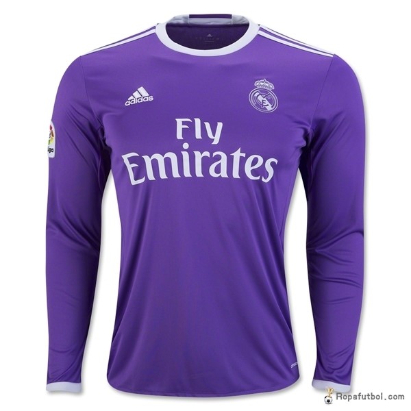 Camiseta Real Madrid Replica Segunda Ropa ML 2016/17 Purpura